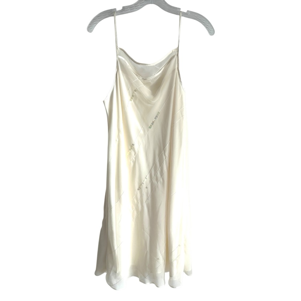 Vintage Valerie Stevens Classic Ivory Sequined Slip Dress Nightgown Size XL